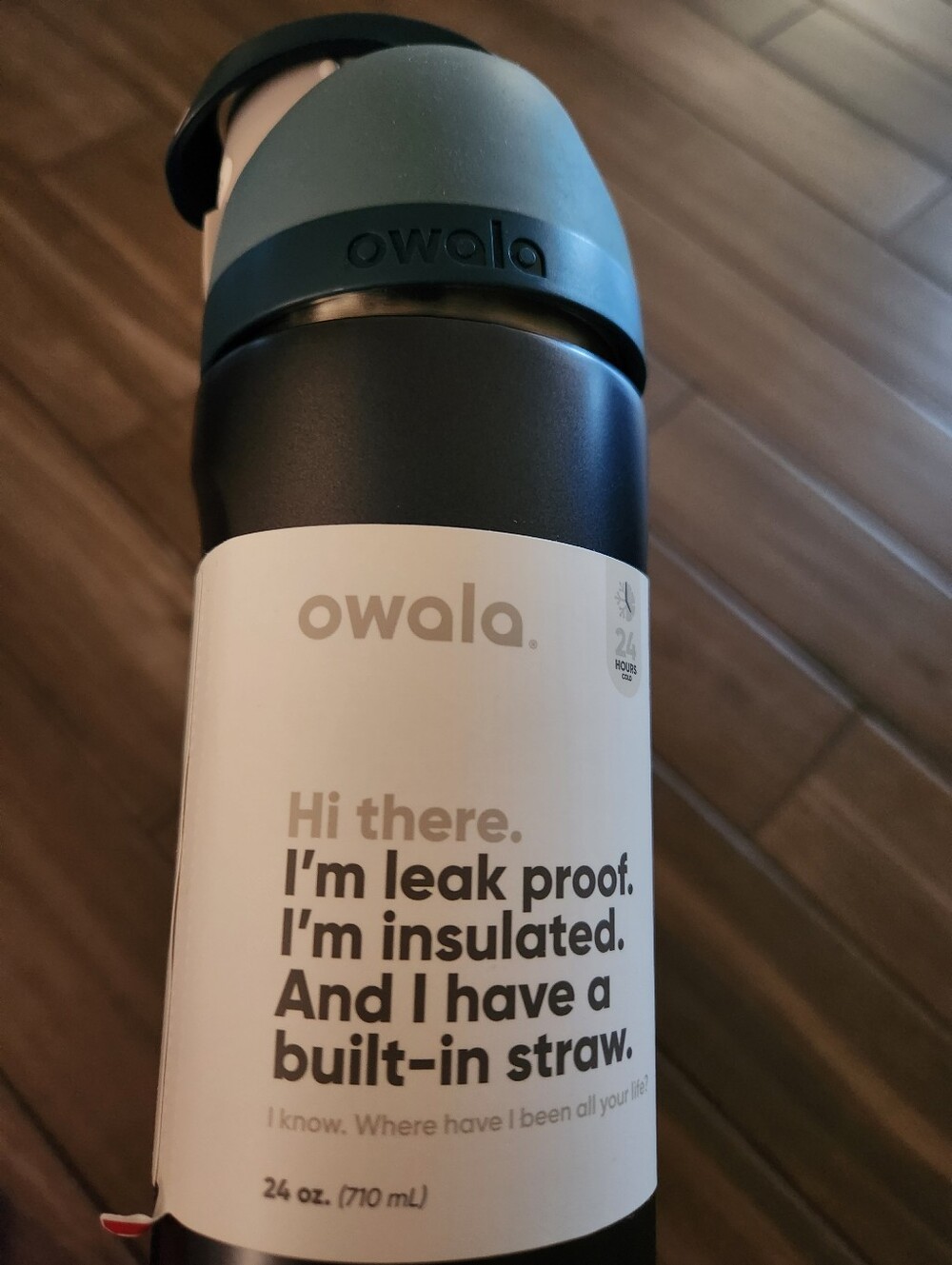 owala Navy Blue Insulated Water Bottle with Built-In Straw